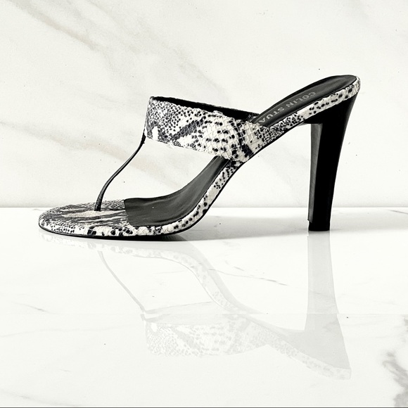 Colin Stuart snakeskin leather heeled mules sandals 9M - Picture 1 of 8